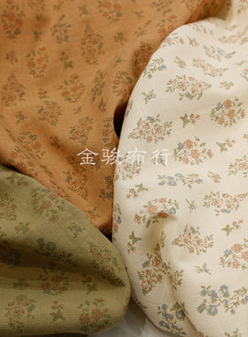 秋冬新款韩版碎花布 纯棉印花服装面料 森女风背带裙竹节提花布