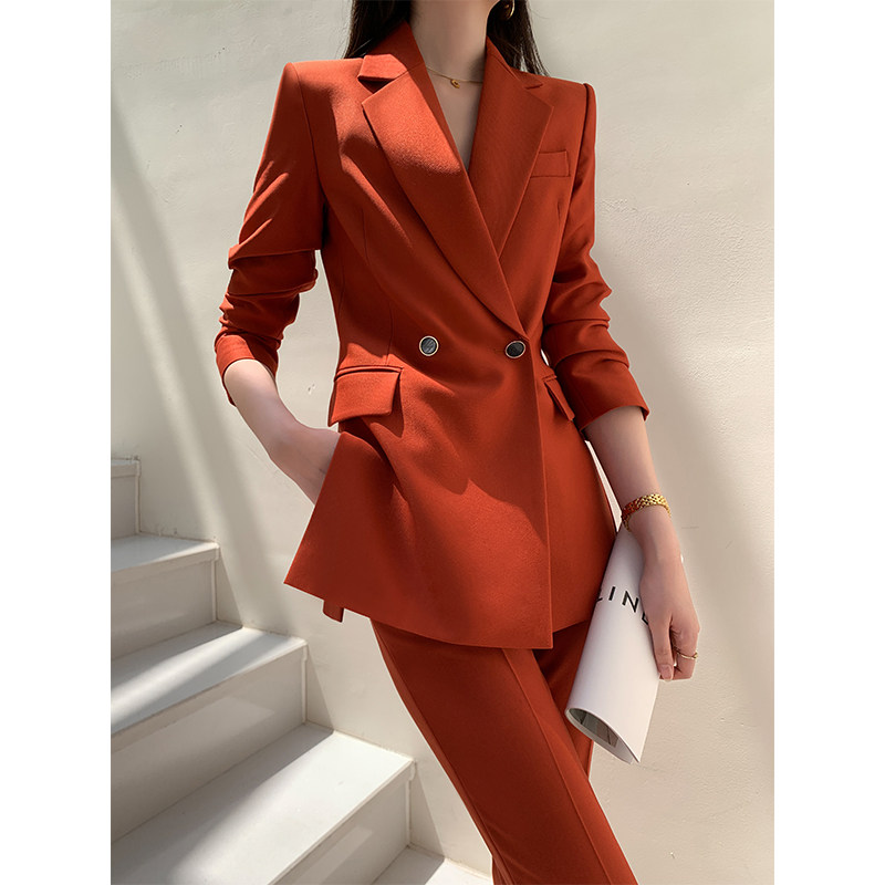 职业西装套装女2026春秋新款时尚气质小个子高端女神范红色工作服