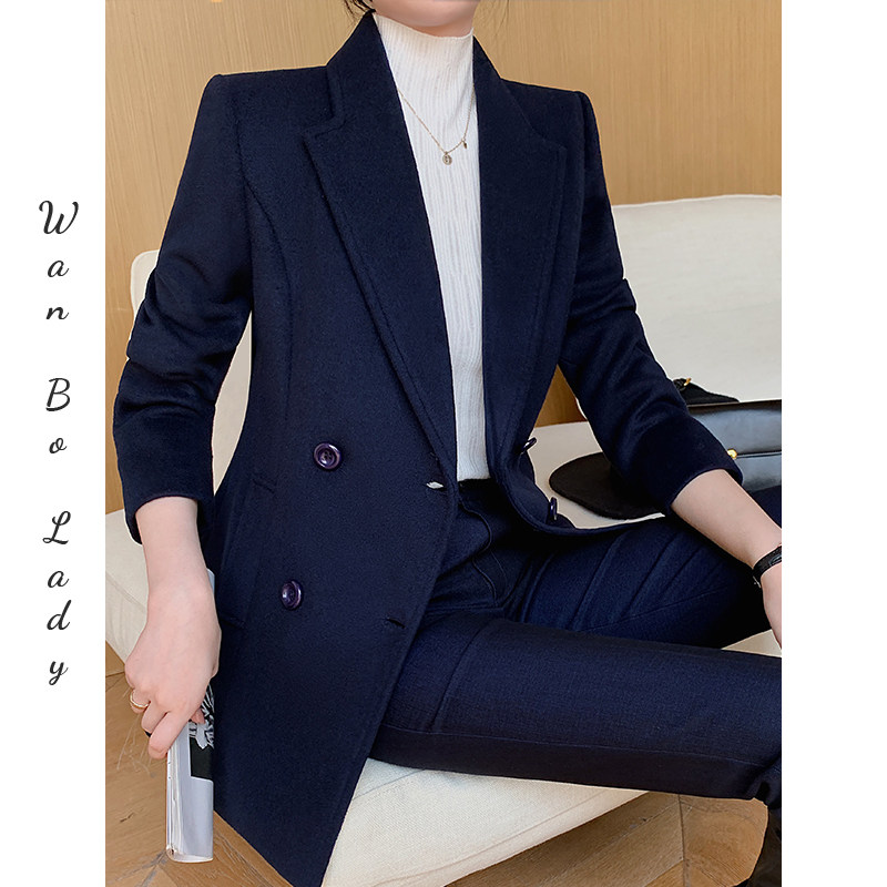 短款毛呢大衣女秋冬职业装修身小个子西装外套高级感售楼部工作服