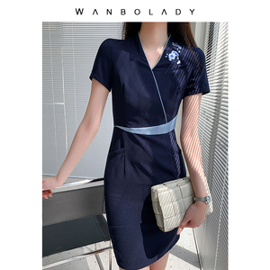 夏季职业连衣裙女时尚气质短袖薄款包臀裙通勤高质感中国风工作服