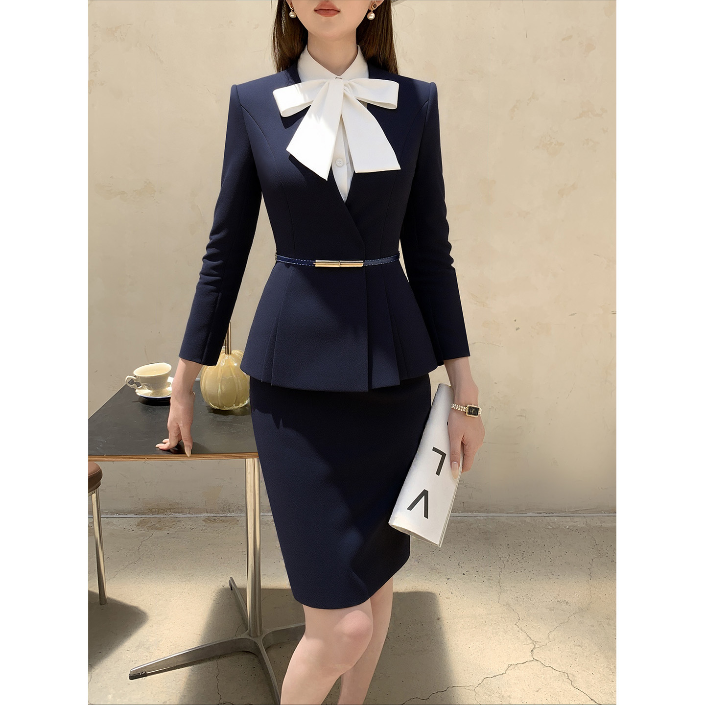 高端职业套装女春秋时尚酒店前台工作装物业客服银行收银员工作服