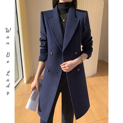 大码毛呢大衣女冬呢子外套工作服