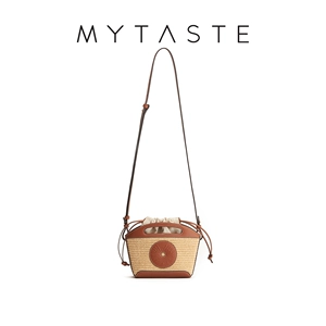 MYTASTE Соломенная корзина, портативная сумка через плечо, на шнурках, из натуральной кожи