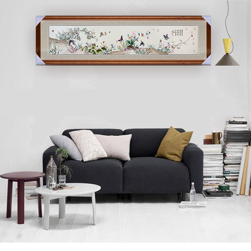 苏绣蝶恋花手工刺绣国画清代宫廷画家余省之作蝶卷卧室床头装饰画