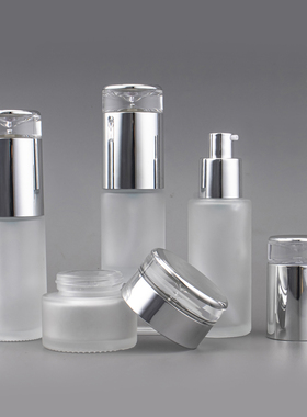 磨砂玻璃瓶子30g40ml50ml100ml乳液瓶子泵头瓶水乳空瓶容器直圆