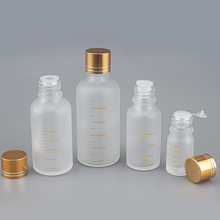 磨砂刻度玻璃瓶5ml小瓶30ml分装 液体精油样品瓶100ml空瓶子金盖子