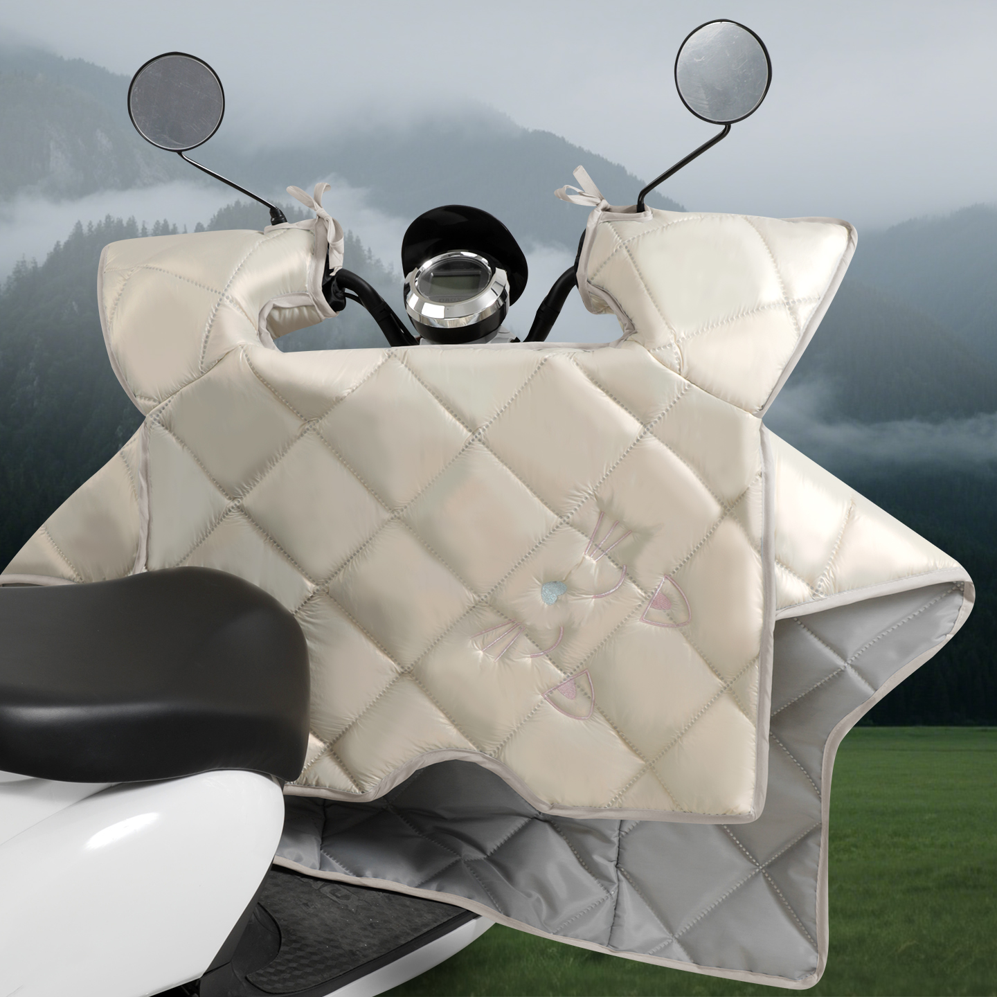 电动车挡风被加大加宽防风防水电瓶摩托车四季通用挡雨罩春秋中厚