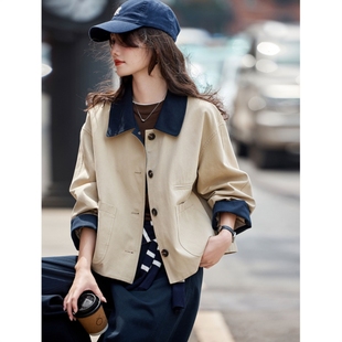 小个子洋气撞色百搭工装 减龄短款 外套风衣 含莱赛尔秋季 已出货