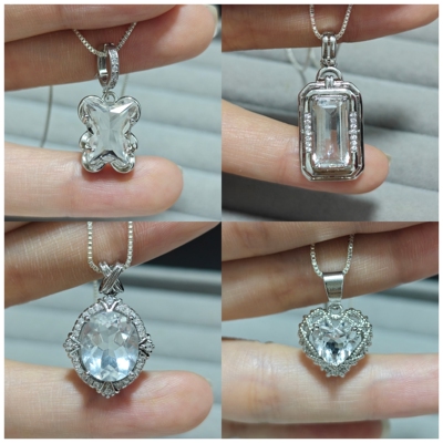 Limpid天然白水晶净体吊坠项链