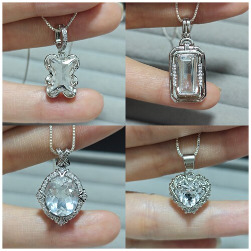 Limpid天然白水晶净体吊坠项链