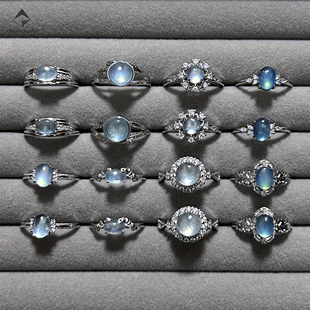 Limpid天然海蓝宝水晶戒指镶嵌开口可调节简约气质女高级礼物