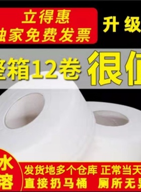 立得惠大卷纸商用卫生纸厕纸家用大盘纸洗手间商务手纸12卷实惠装