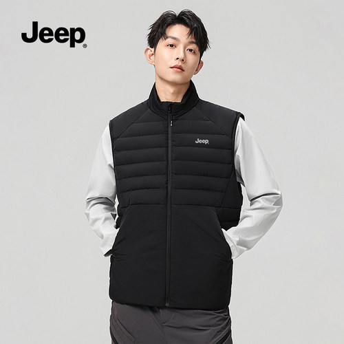 JEEP吉普男士羽绒马甲2026冬季休闲保暖运动立领坎肩百搭背心外套