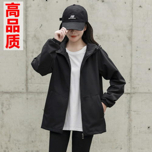 春秋季女士外套宽松连帽