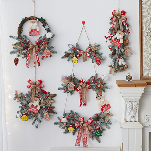 圣诞节装饰品花环圣诞树藤条场景布置墙挂商场酒店门挂饰花圈藤圈