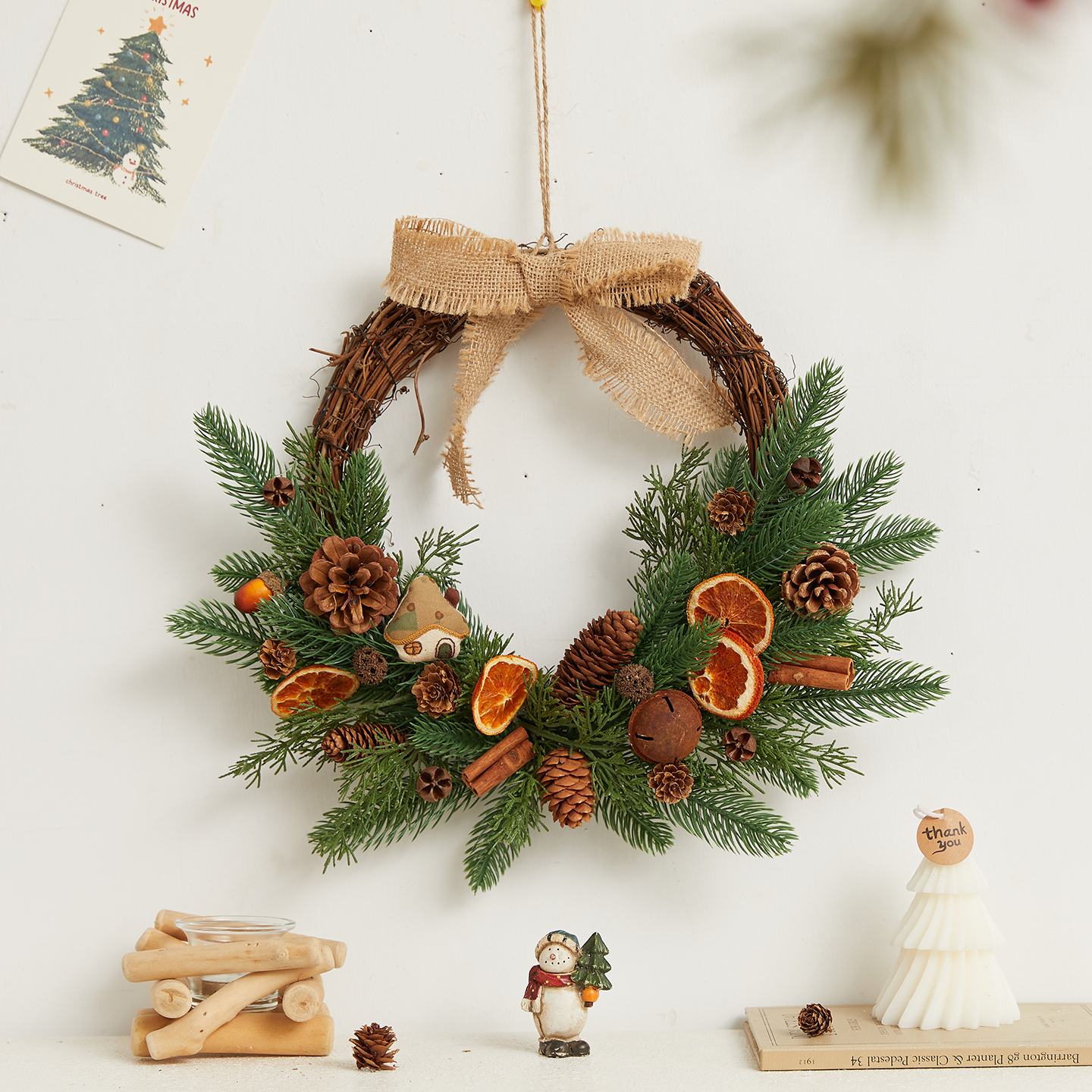 圣诞节装饰品花环藤圈门挂墙挂商场酒店场景氛围布置橱窗树挂件