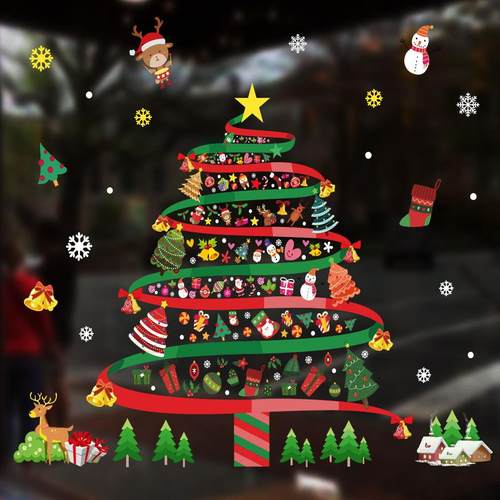 圣诞节静电玻璃贴画无痕