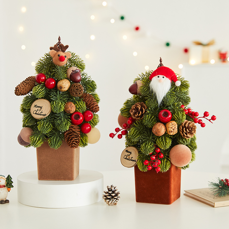 圣诞节装饰品桌面小圣诞树摆件柜台橱窗场景氛围布置创意诺贝松