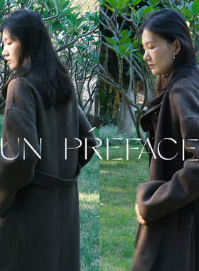 Un Preface双面羊绒高级感大衣翻领毛呢外套女复古呢子中长款大衣