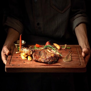 木牛排餐盘烤肉碟面包板底托西餐厅盘子木质牛扒拼盘餐具披萨盘