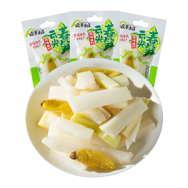 魔芋山莊云尖春筍泡椒脆筍條酸辣竹筍山椒筍即食下飯校園宿舍零食