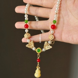 【小福禄】新中式葫芦吊坠项链古风汉服软璎珞旗袍配饰 默认微瑕