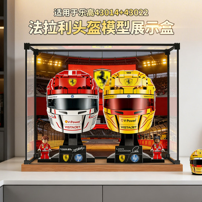 适用乐高43014+43022法拉利车队头盔模型展示防尘罩亚克力收纳盒