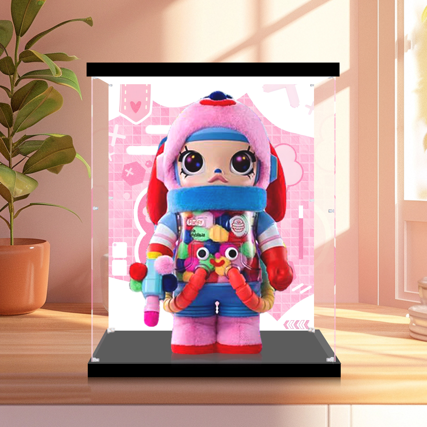 适用泡泡玛特 Molly 400% 乔恩博格曼 潮玩盲盒展示盒收纳展示盒