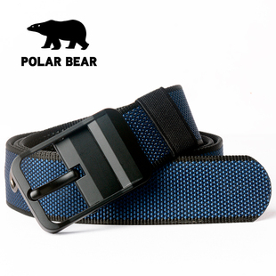 POLAR 加厚尼龙帆布腰带休闲针扣合金扣百搭户外潮 BEAR北极熊男士