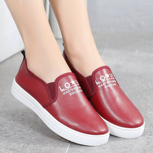 新款 软底防滑懒人休闲鞋 韩版 女老北京平底百搭皮面鞋 布鞋 2020春季
