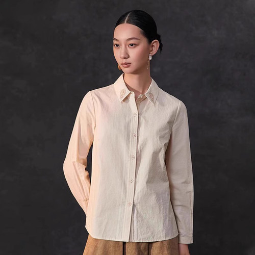 范可儿手工植物刺绣全棉衬衫