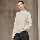 Famecoco宽松慵懒风圆领毛衣不规则绞花拼接长袖 针织衫 FAC8DC005