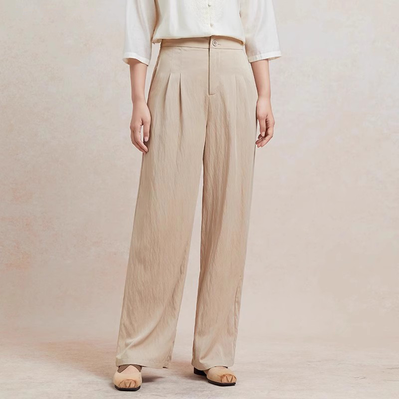 范可儿气质直筒休闲裤松紧腰长裤