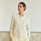 Famecoco温柔知性手工钉珠绣花圆领羊毛开衫 宽松百搭FAC8DE005