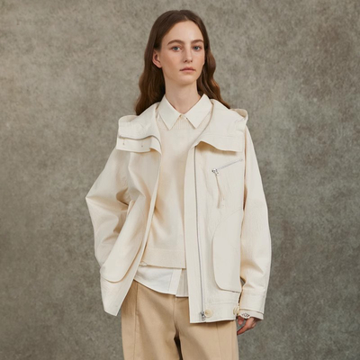 范可儿宽松连帽短款一手长风衣