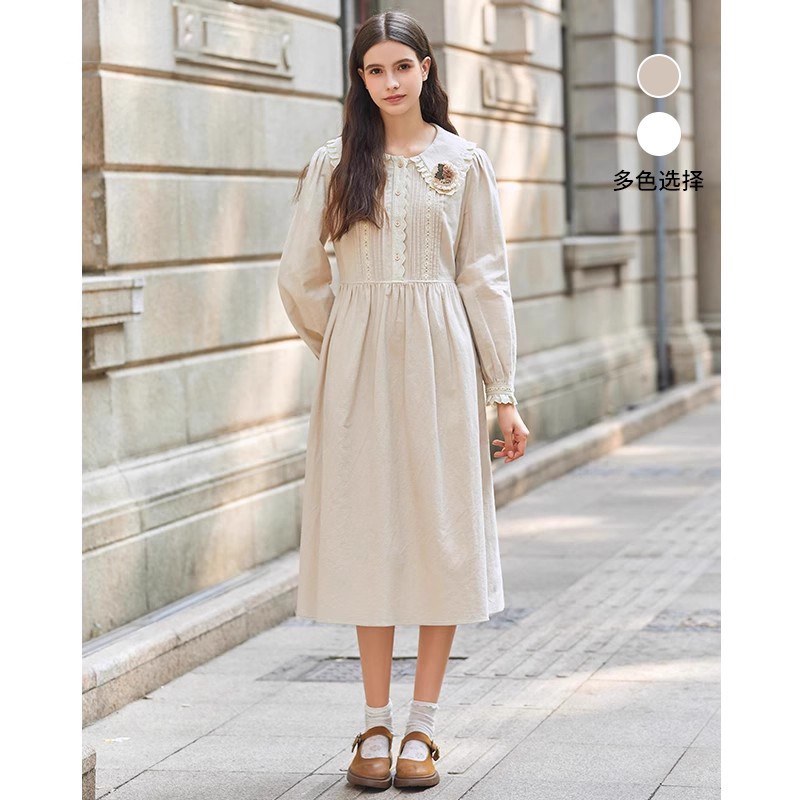 范可儿减龄纯棉娃娃领连衣裙