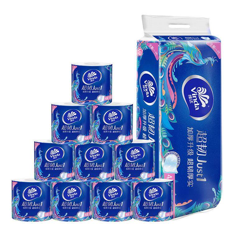 维达卷纸国潮超韧4层加厚180g压花厕纸卷筒纸卫生纸巾家庭装实惠