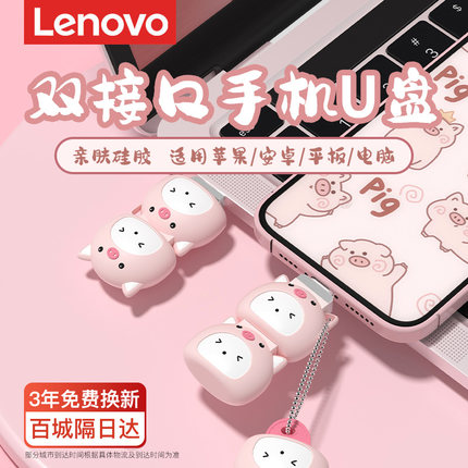 联想卡通u盘typec双接口iphone苹果15/16手机电脑两用高速大容量