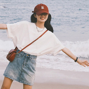 白色纯棉短袖t恤女上衣2026新款夏季纯色宽松显瘦洋气打底内搭潮