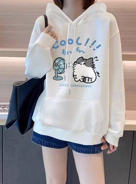 中长款遮屁股纯棉潮牌卫衣外套女