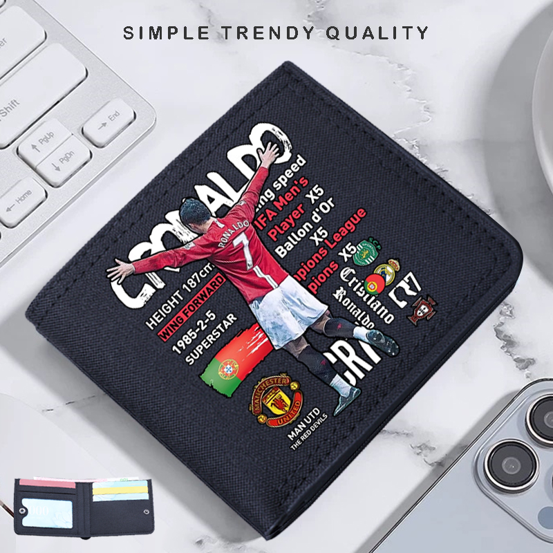 梅西周边C罗姆巴佩大学生钱包卡包一体男短款大容量初中高中生潮
