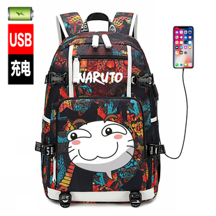 火影忍者摸头书包COS手游决斗场表情背包挑衅动漫双肩包男女学生