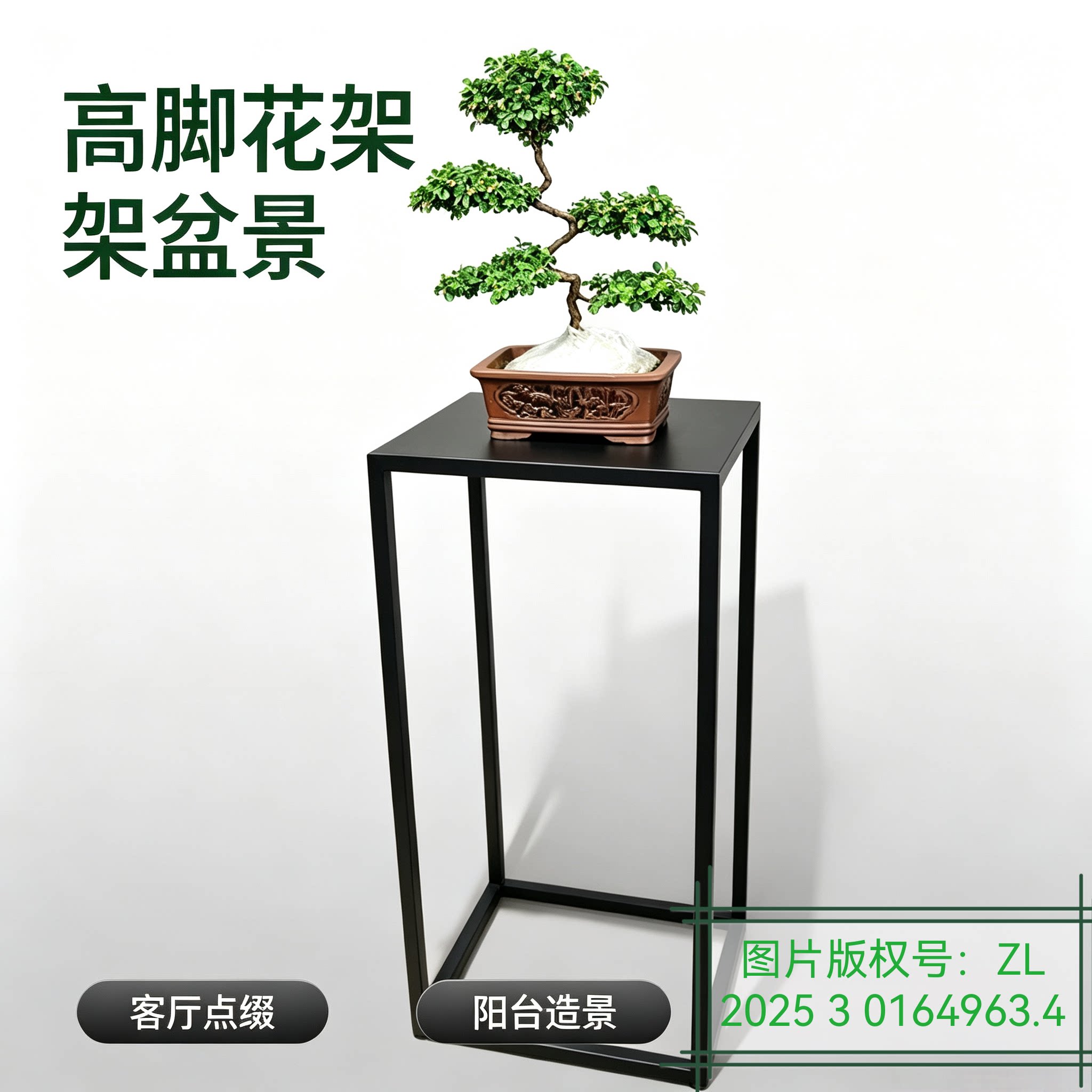 铁艺黑色花架子客厅落地式简约大花架/花几