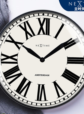 NeXtime荷兰16英寸简约客厅卧室家用钟表办公室创意弧面壁钟挂钟