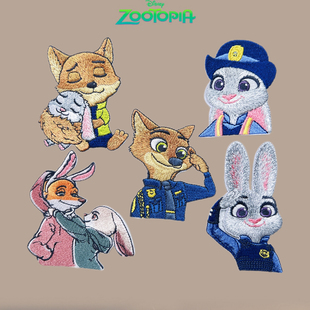 新款疯狂动物城刺绣自粘布贴羽绒服破洞补丁贴自粘无痕修补修复