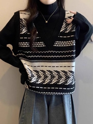 欧货针织马甲女春秋2025新款衬衫叠穿内搭打底衫宽松软糯毛衣背心