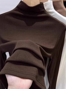 半高领打底衫女秋冬内搭加绒加厚修身显瘦螺纹长袖美拉德穿搭上衣