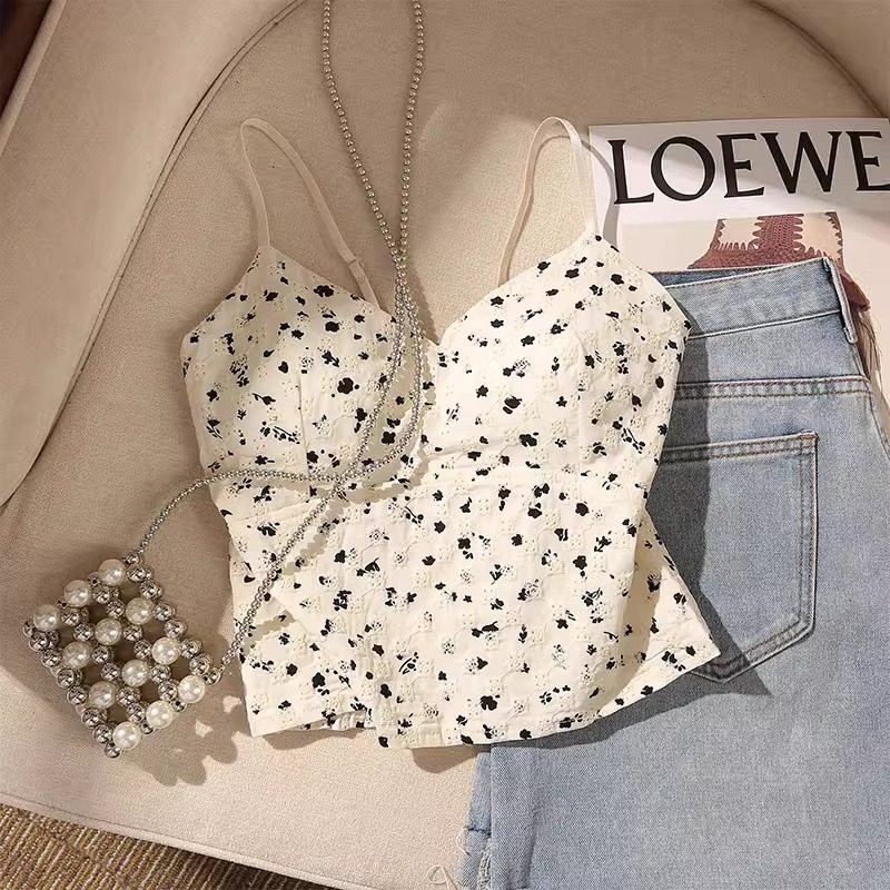 法式碎花吊带小背心女带胸垫V领松紧腰抹胸裹胸南法风西装内搭,女装/女士精品,背心吊带,淘宝优惠券,粉丝福利购,淘宝优惠卷