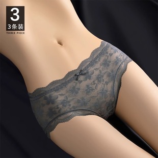 高级感三角短裤 3条 2025新款 女士纯棉裆抗菌纯欲性感薄款 蕾丝内裤