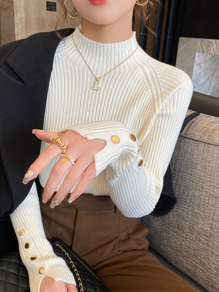 白色内搭半高领打底衫女秋冬2025新款高级感洋气毛衣长袖针织上衣,女装/女士精品,毛针织衫,淘宝优惠券,粉丝福利购,淘宝优惠卷